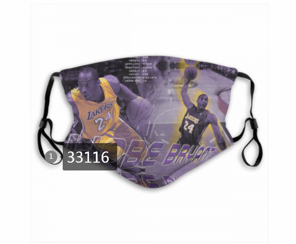 2021 NBA Los Angeles Lakers #24 kobe bryant 33116 Dust mask with filter